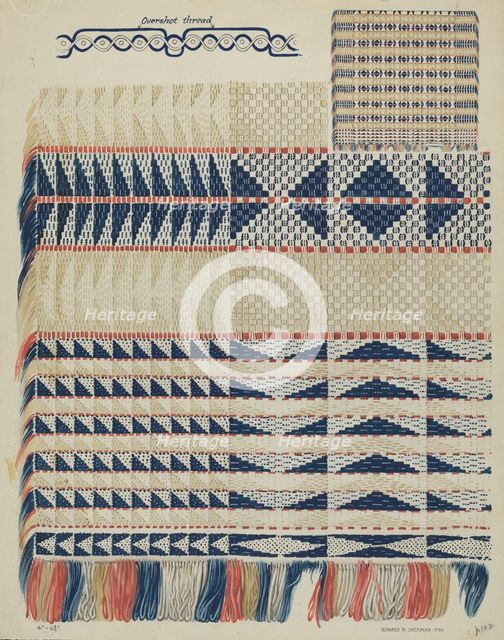 Handwoven Coverlet, 1936. Creator: Howard H. Sherman.