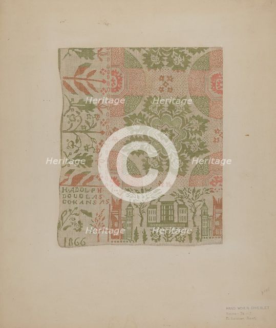 Handwoven Coverlet, c. 1939. Creator: M. Louise Kent.