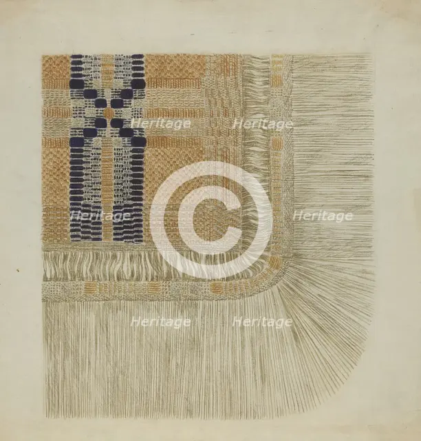 Handwoven Coverlet (Detail), c. 1937. Creator: Fred Peterson.