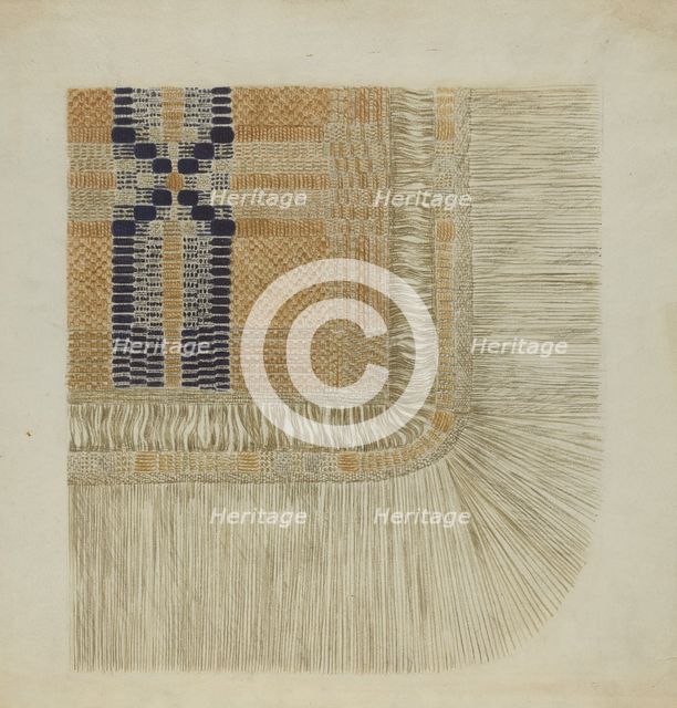 Handwoven Coverlet (Detail), c. 1937. Creator: Fred Peterson.
