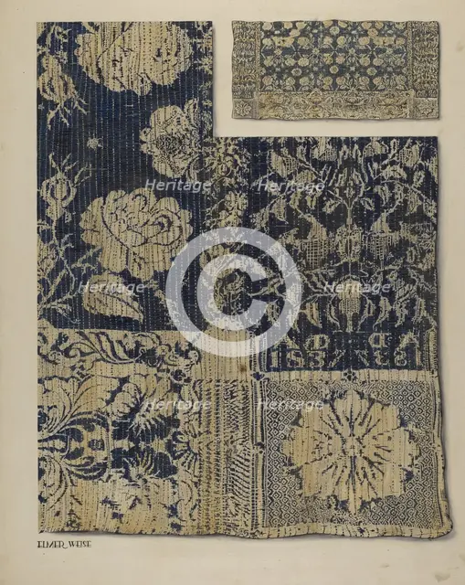 Handwoven Tapestry Coverlet, c. 1938. Creator: Elmer Weise.