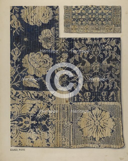 Handwoven Tapestry Coverlet, c. 1938. Creator: Elmer Weise.