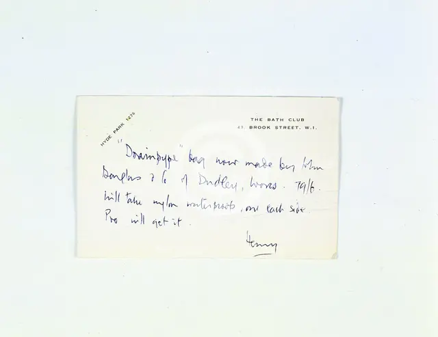 Handwritten note by Henry Cotton (1907-87), British golfer, c1940s. Creator: Unknown.