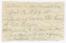 Handwritten note from Magdalene Hendricks Boozé, mid 20th century. Creator: Magdalene Hendricks Boozé