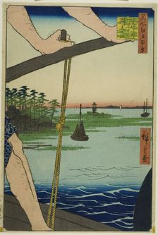 Haneda Ferry and Benten Shrine (Haneda no watashi Benten no yashiro), from the series..., 1858. Creator: Ando Hiroshige