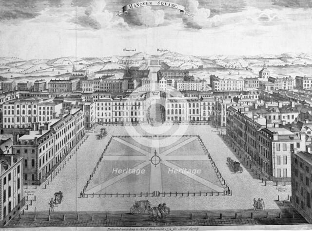 Hanover Square, Westminster, London, early 18th century. Artist: Sutton Nicholls