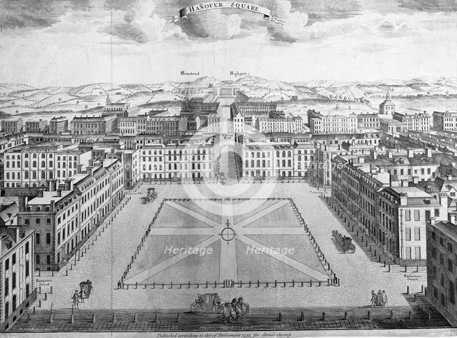 Hanover Square, Westminster, London, early 18th century. Creator: Sutton Nicholls.