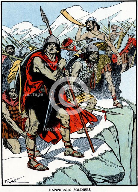Hannibal crossing the Alps, 218 BC (early 20th century). Artist: Unknown