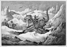 Hannibal and his war elephants crossing the Alps, 218 BC (19th century). Creator: Unknown