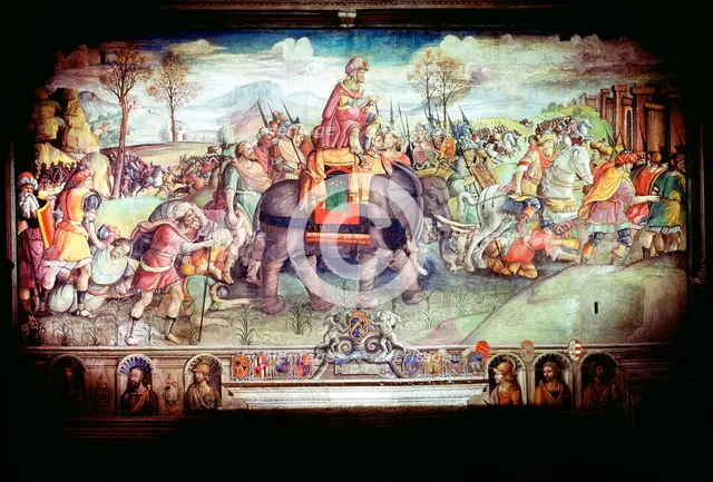 Hannibal and his army crossing the Alps, 218 BC. Artist: Unknown