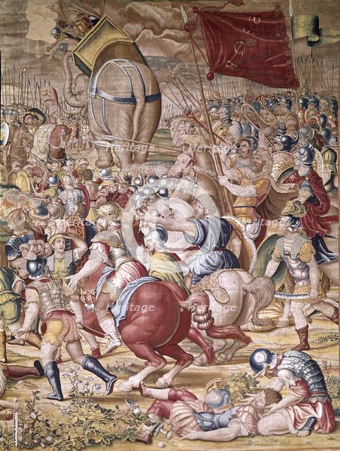Hannibal, detail of a tapestry in the Battle of Zama (Oct. 202 b.C).