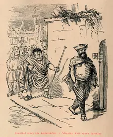 Hannibal leads the Ambassadors a fatiguing Walk round Carthage 1852. Artist: John Leech