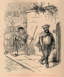 Hannibal leads the Ambassadors a fatiguing Walk round Carthage 1852. Artist: John Leech