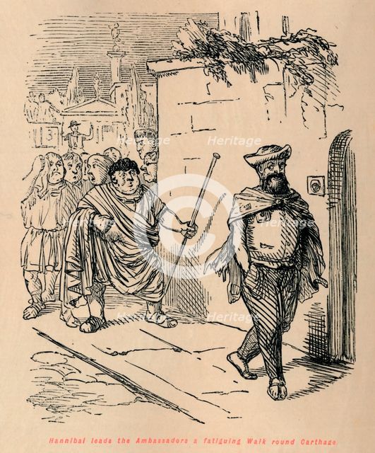 'Hannibal leads the Ambassadors a fatiguing Walk round Carthage', 1852. Artist: John Leech.