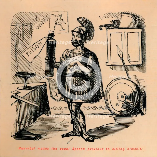 'Hannibal makes the usual Speech previous to killing himself', 1852. Artist: John Leech.