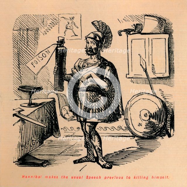 'Hannibal makes the usual Speech previous to killing himself', 1852. Artist: John Leech.