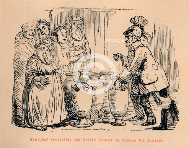 'Hannibal requesting the Cretan Priests to become his Bankers', 1852. Artist: John Leech.