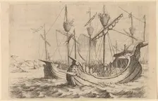 Hannibal's Navy Battling the Rhodians, 1634. Creator: Willem Basse