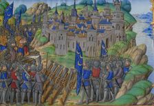 Hannibal's army at the city of Naples. Miniature from: Vie d'Hannibal by Plutarch, 16th century