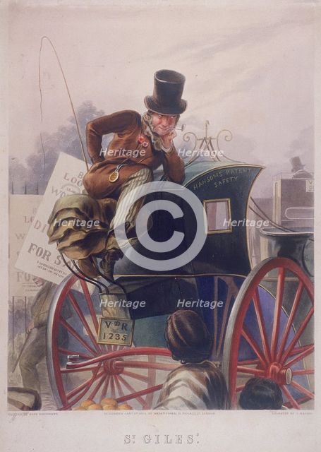 Hansom cab driver, London, 1854. Artist: J Harris