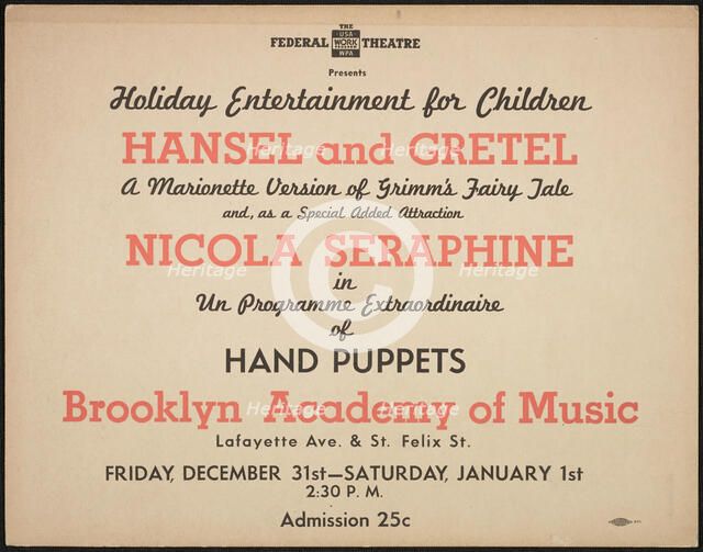 Hansel and Gretel, New York, [1930s]. Creator: Unknown.