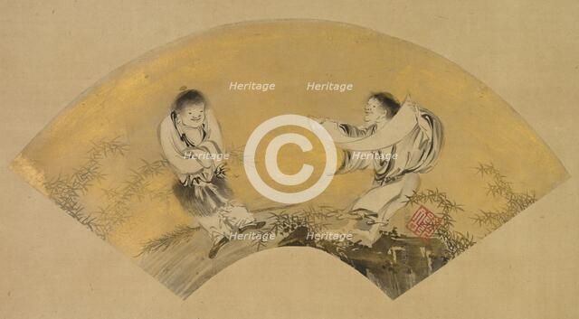 Hanshan and Shide (Kanzan and Jittoku), mid-1500s. Creator: Shikibu Terutada (Japanese, active mid-1500s).