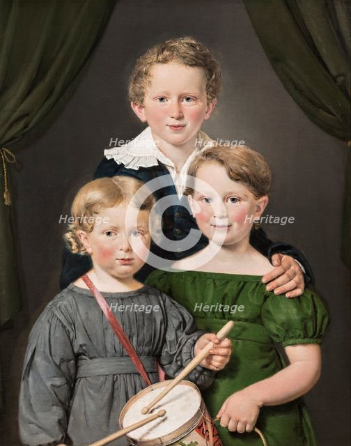 Hans and Bolette Puggaards three children, 1827. Creator: Christian Albrecht Jensen.