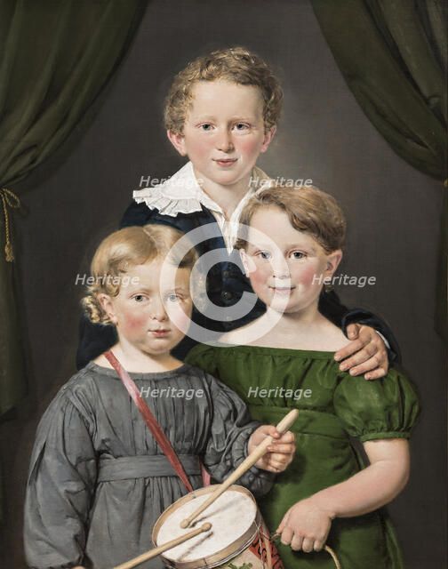 Hans and Bolette Puggaards three children, 1827. Creator: Christian Albrecht Jensen.