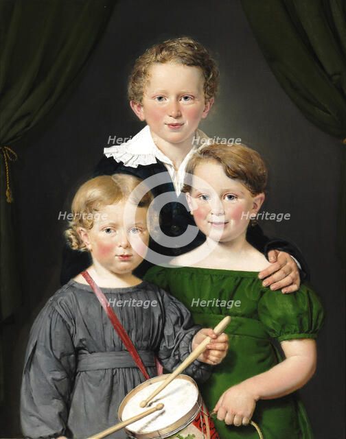 Hans and Bolette Puggaard's three children, 1827. Creator: Jensen, Christian Albrecht (1792-1870).