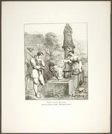 Hans and Verene, plate five from Zehn Blätter zu Hebels Alemannischen Gedichten, 1820. Creator: Sophie Reinhard