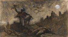 Hans of Iceland drinking the blood of his victims, c1889. Creator: Guillaume Albert Demarest