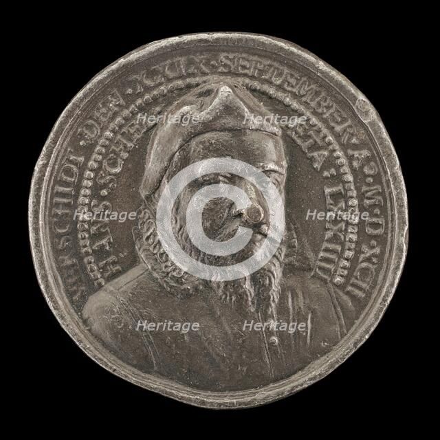 Hans Schel, 1518-1592, Patrician of Nuremberg [obverse], 1592. Creator: Matthäus Carl.