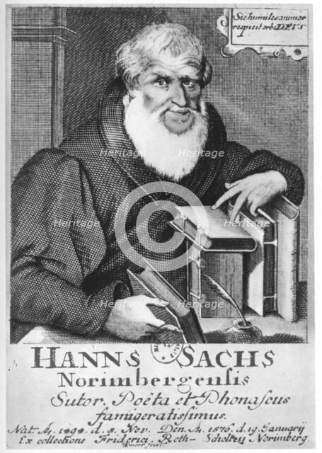 Hans Sachs, German meistersinger (mastersinger), poet, playwright and shoemaker, 1623. Artist: L Kilina
