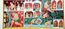 Hanuman, the Monkey-Demon, causing mischief among men, c1730