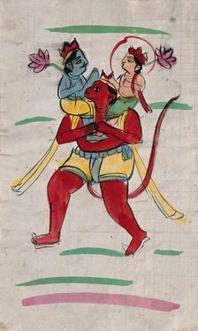 Hanuman carrying Rama and Laksmana. Creator: Unknown