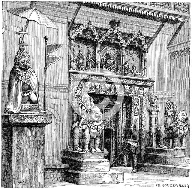 Hanuman Gate of the Royal Palace, Kathmandu, Nepal, 1895.Artist: C Goutzwiller