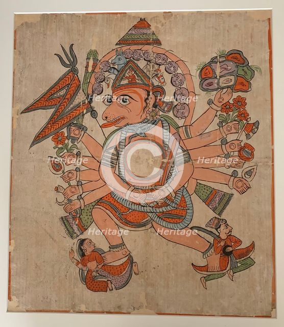 Hanuman in His Tantric Five-Headed Pancha Mukha Form, ca. late 19th century. Creator: Unknown.