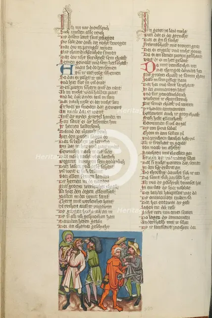 Hanun Mocks David's Messengers; Weltchronik, about 1400-1410. Creator: Unknown.