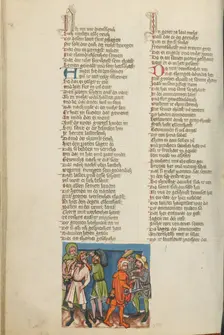 Hanun Mocks David's Messengers; Weltchronik, about 1400-1410. Creator: Unknown