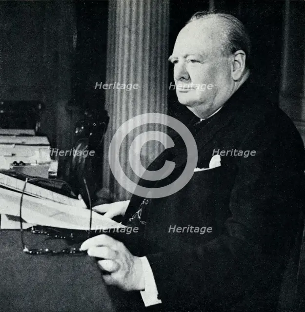 'Happiest announcement for five years. The Prime Minister broadcasts the glad news. V.E. Day was her
