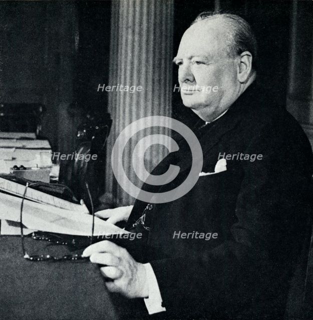 'Happiest announcement for five years. The Prime Minister broadcasts the glad news. V.E. Day was her