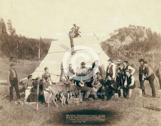 Happy Hours in Camp G and B&M Engineers Corps and Visitors, 1889. Creator: John C. H. Grabill.