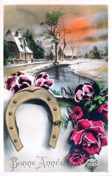 Happy New Year French Postcard, c1900