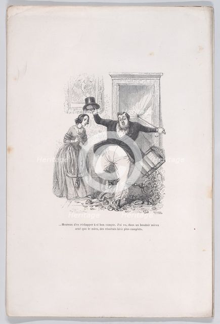 ...Happy to get away with it so cheaply. from the Little Miseries of Human Life, 1843. Creator: Jean Ignace Isidore Gerard.