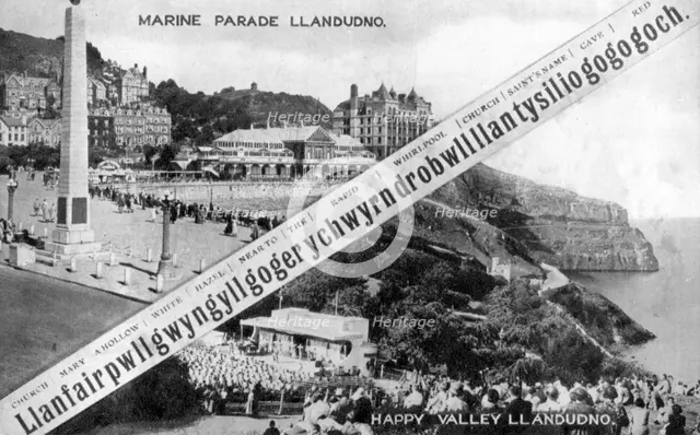 Happy Valley and Marine Parade, Llandudno, 20th century. Artist: E Dennis