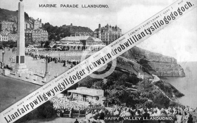 Happy Valley and Marine Parade, Llandudno, 20th century. Artist: E Dennis