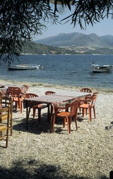 Harbour taverna, Ligia, Levkas, Greece