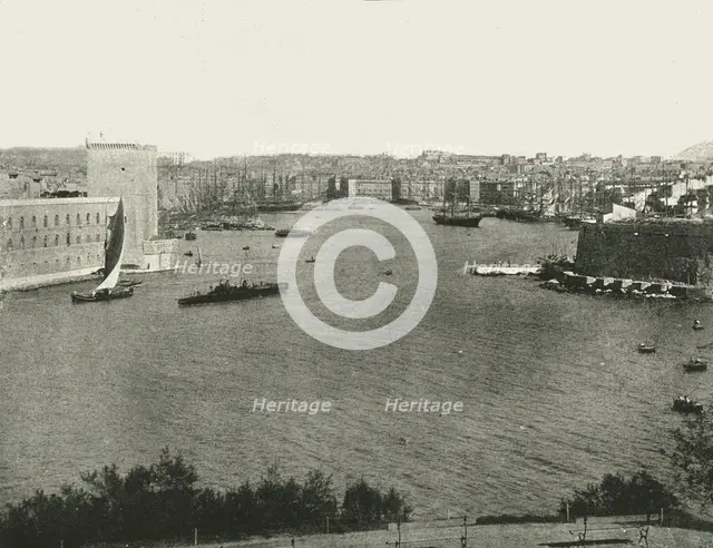 Harbour view, Marseilles, France, 1895.  Creator: Unknown.