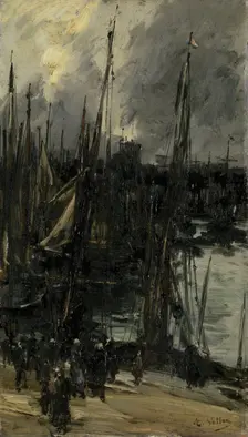 Harbour view in Dunkerque (or Dieppe?), 1880-1900. Creator: Antoine Vollon