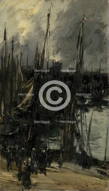 Harbour view in Dunkerque (or Dieppe?), 1880-1900. Creator: Antoine Vollon.